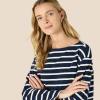 imageAmazon Essentials Womens 100 Cotton Heavyweight LongSleeve Boatneck TopNavy Eggshell White Mariner Stripe