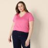 imageAmazon Essentials Womens Regular Fit 100 Cotton VNeck Short Sleeve TShirtHot Pink