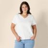 imageAmazon Essentials Womens Regular Fit 100 Cotton VNeck Short Sleeve TShirtWhite