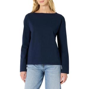 imageAmazon Essentials Womens 100 Cotton Heavyweight LongSleeve Boatneck TopNavy