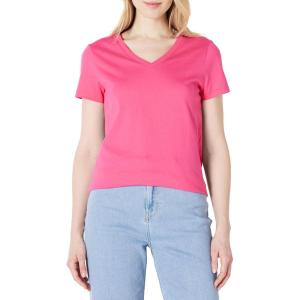 imageAmazon Essentials Womens Regular Fit 100 Cotton VNeck Short Sleeve TShirtHot Pink