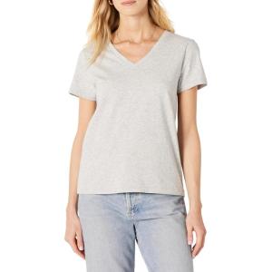 imageAmazon Essentials Womens Regular Fit 100 Cotton VNeck Short Sleeve TShirtLight Grey Heather
