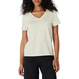 imageAmazon Essentials Womens Regular Fit 100 Cotton VNeck Short Sleeve TShirtSand Heather