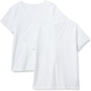 imageAmazon Essentials Womens Regular Fit 100 Cotton VNeck Short Sleeve TShirtWhite