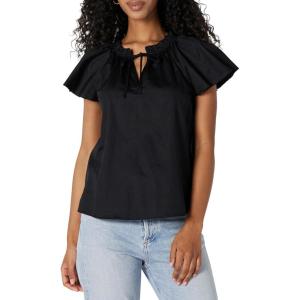 imageAmazon Essentials Womens RelaxedFit Cotton Sateen Flutter Sleeve BlouseBlack