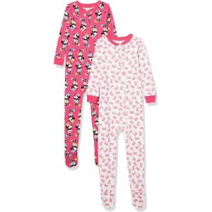imageAmazon Essentials Disney Baby Girls SnugFit Cotton Pajamas100 Minnie  Footed Sleeper
