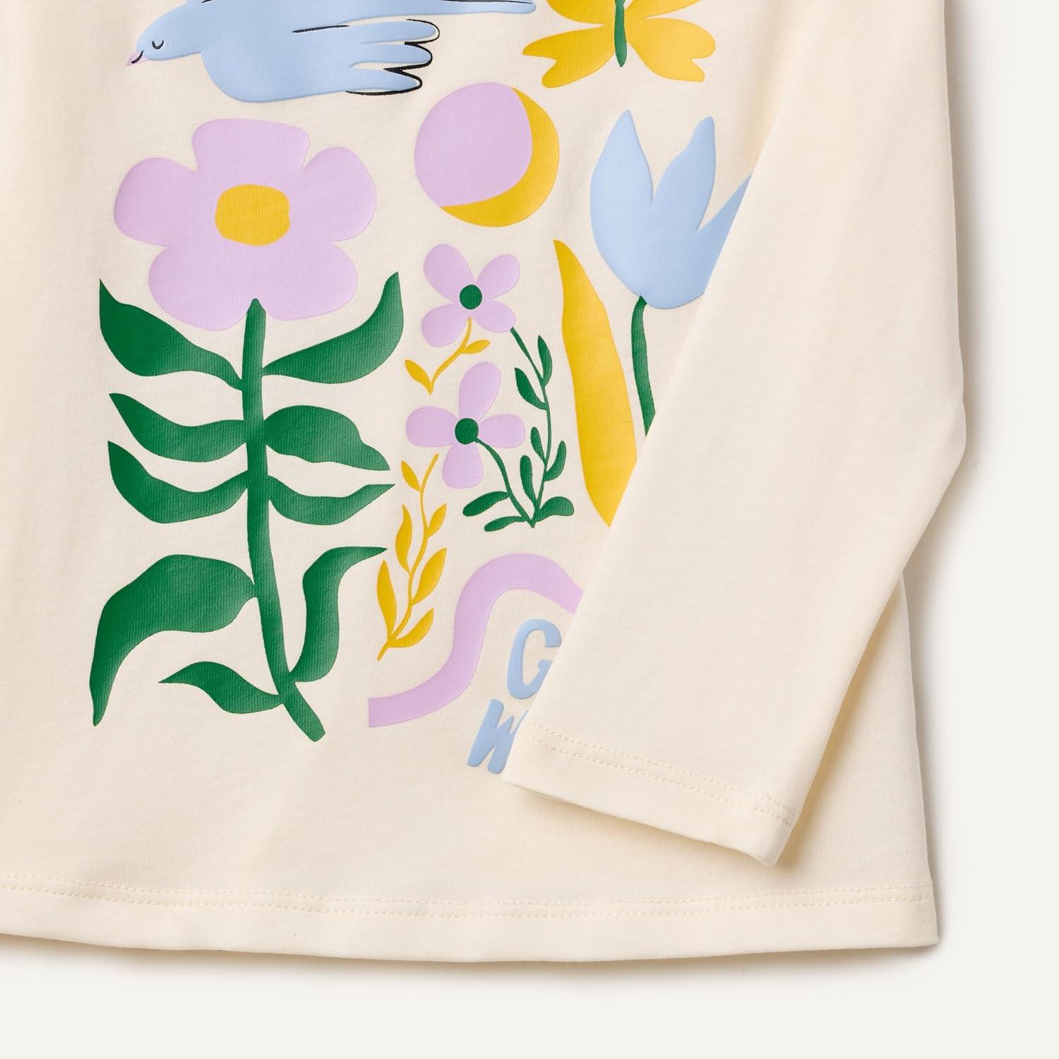 imageAmazon Essentials Girls and Toddlers LongSleeve TShirtsIvory Grow Wild