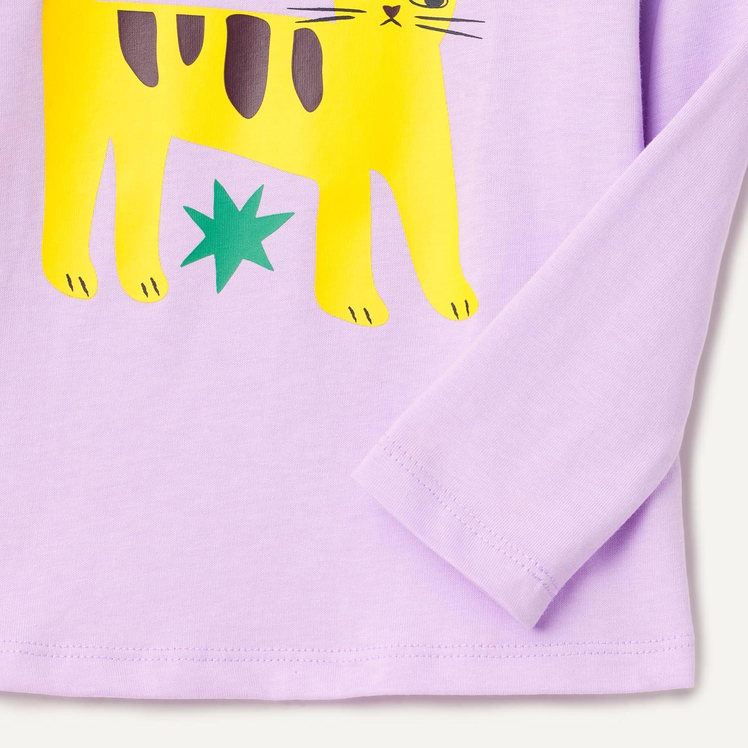 imageAmazon Essentials Girls and Toddlers LongSleeve TShirtsLilac Cat