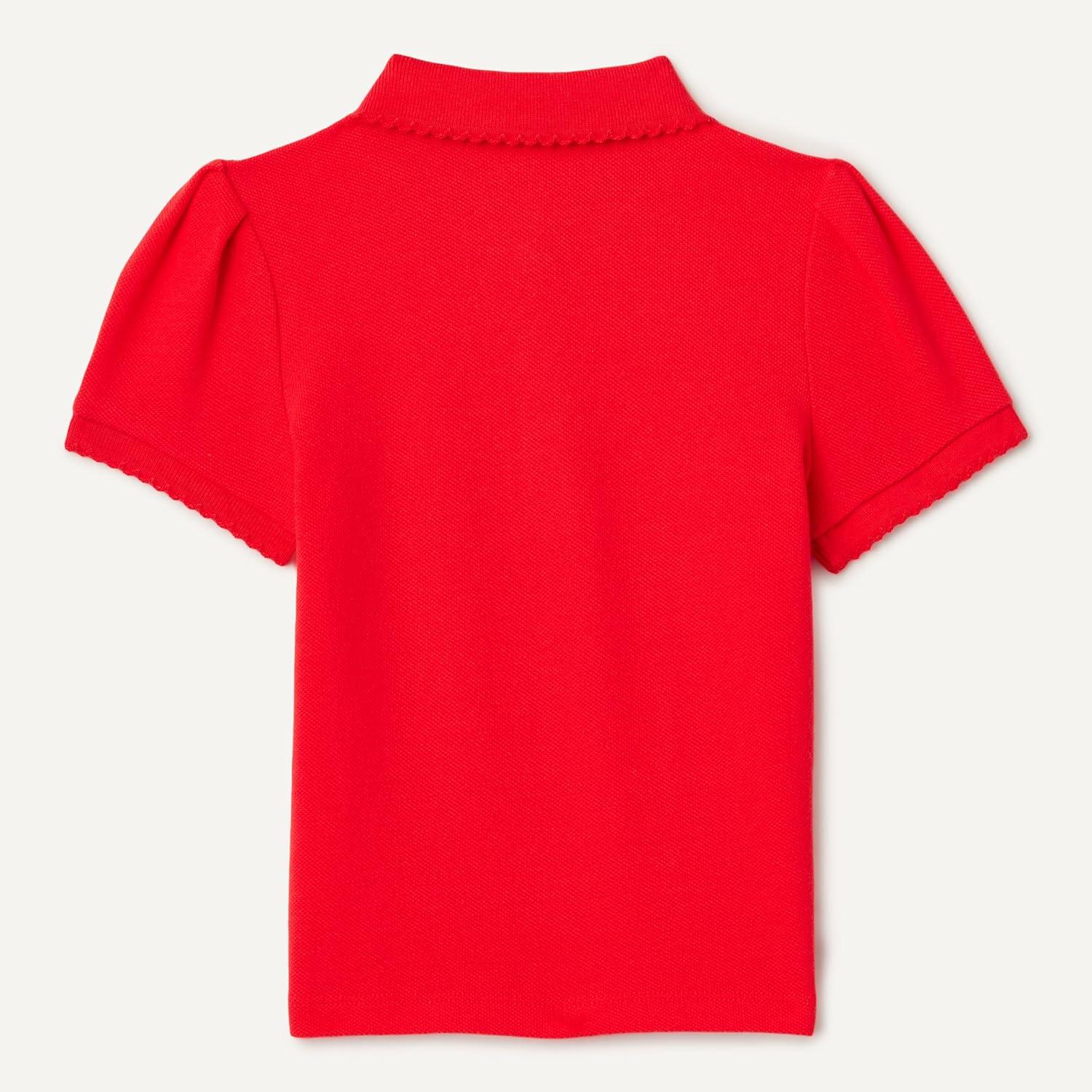 imageAmazon Essentials Girls and Toddlers Uniform Pique Polo ShirtBright Poppy Red