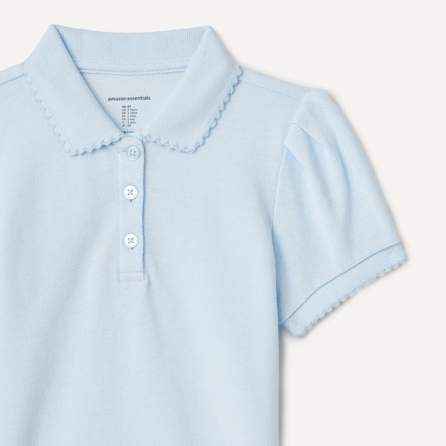 imageAmazon Essentials Girls and Toddlers Uniform Pique Polo ShirtLight Blue