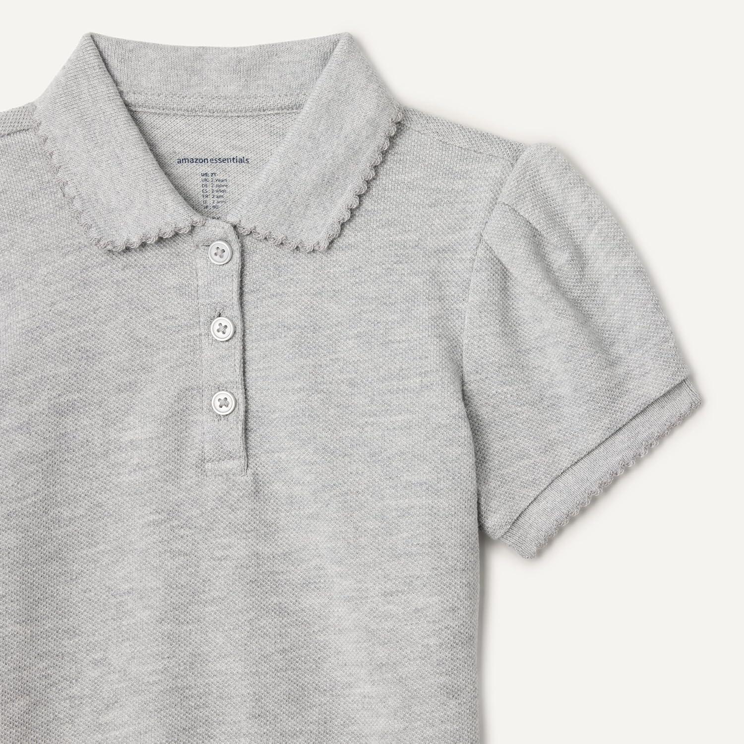 imageAmazon Essentials Girls and Toddlers Uniform Pique Polo ShirtLight Grey Heather
