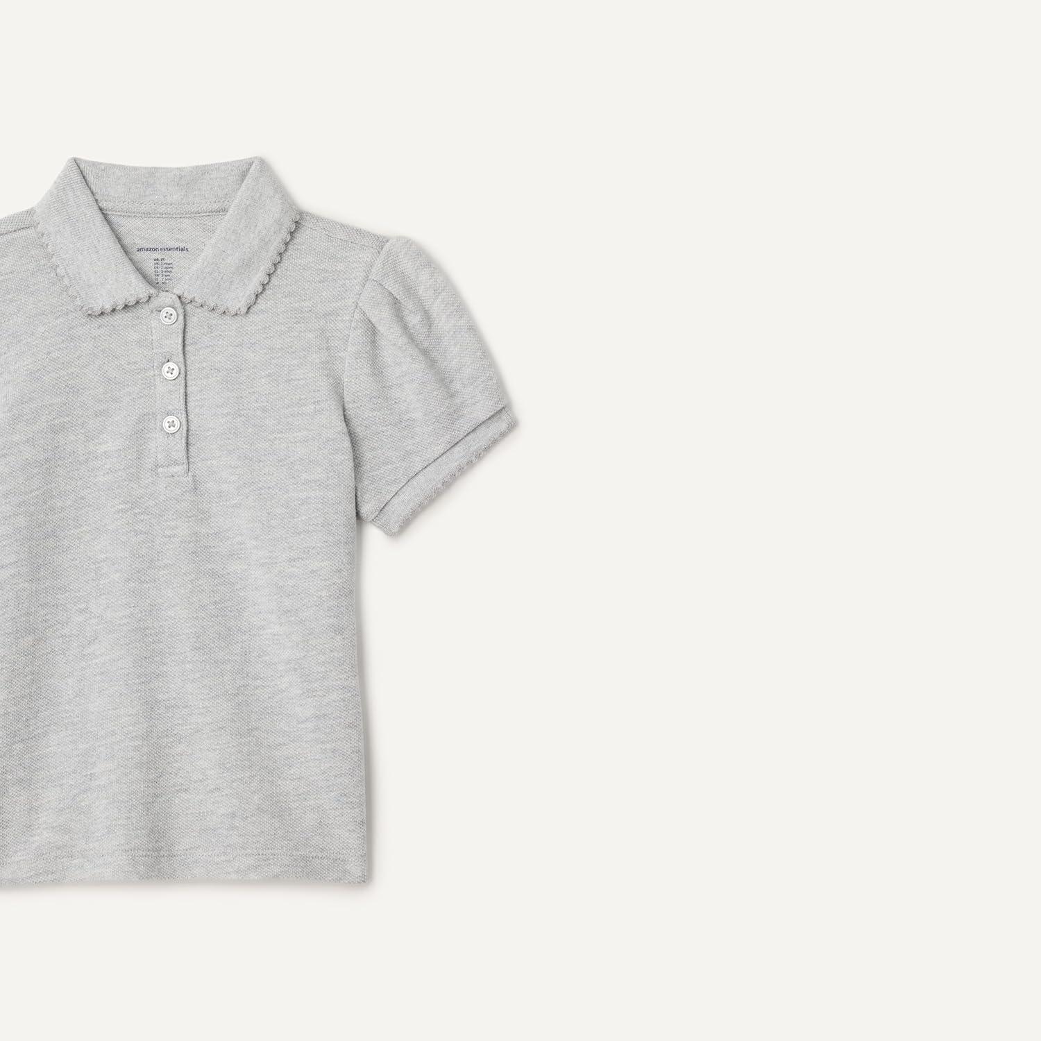 imageAmazon Essentials Girls and Toddlers Uniform Pique Polo ShirtLight Grey Heather