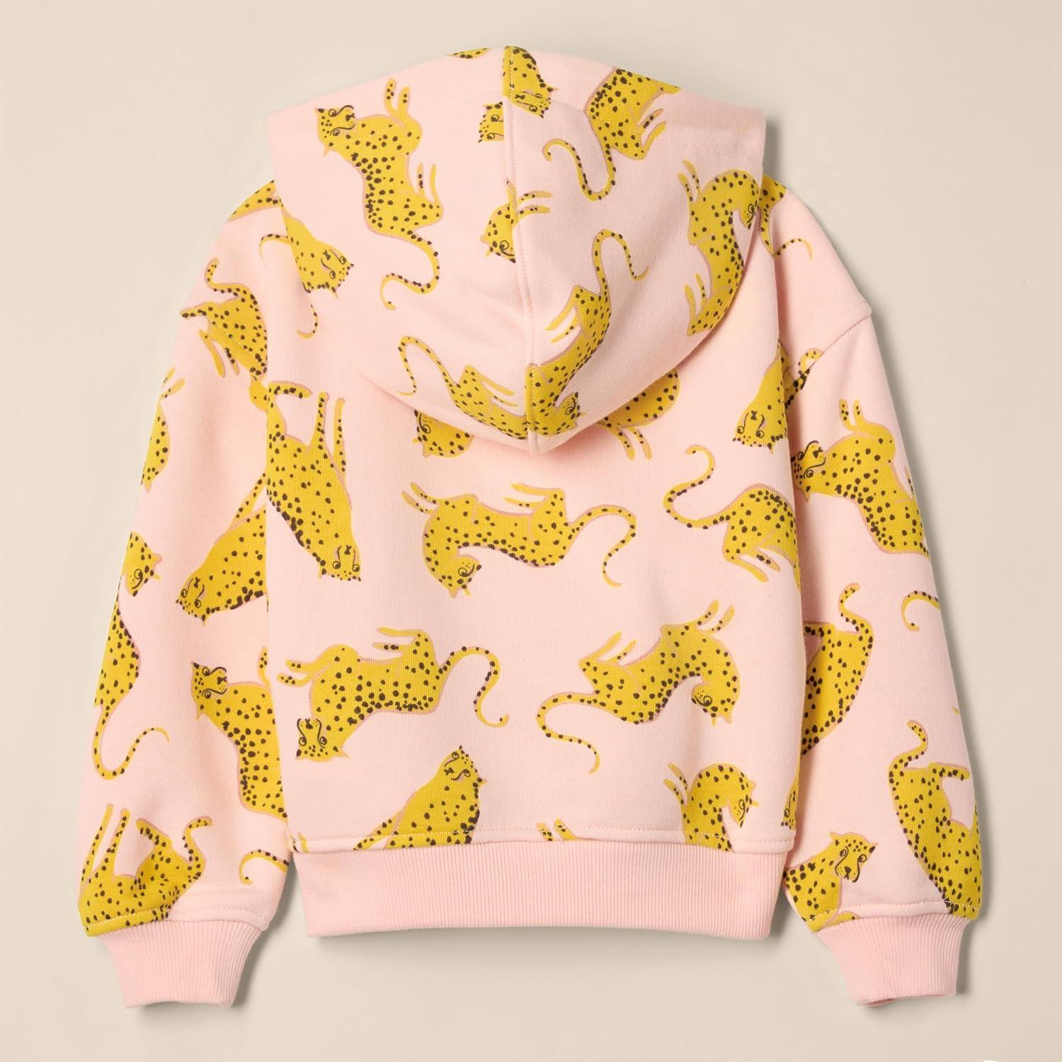 imageAmazon Essentials unisexchild Oversized HoodiePeach Yellow Leopard
