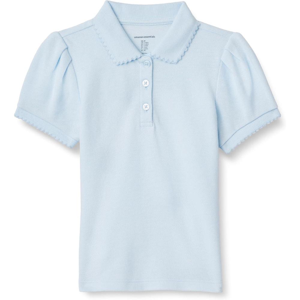 imageAmazon Essentials Girls and Toddlers Uniform Pique Polo ShirtLight Blue
