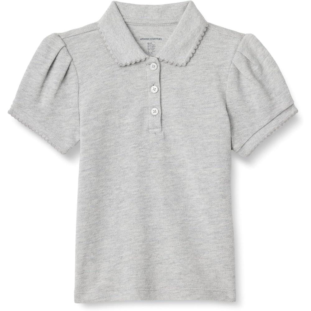 imageAmazon Essentials Girls and Toddlers Uniform Pique Polo ShirtLight Grey Heather