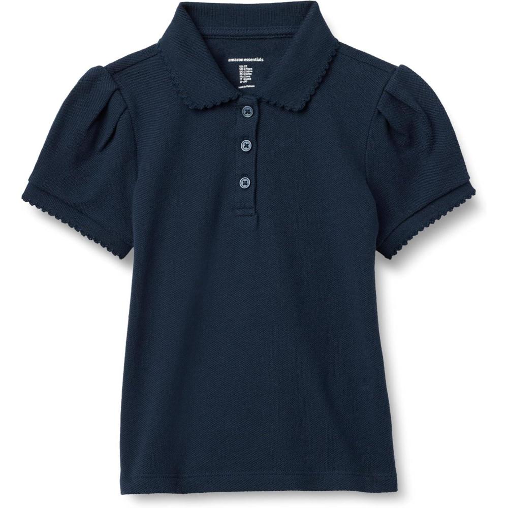 imageAmazon Essentials Girls and Toddlers Uniform Pique Polo ShirtNavy