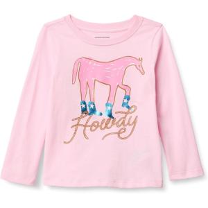 imageAmazon Essentials Girls and Toddlers LongSleeve TShirtsPastel Pink Howdy