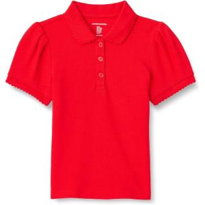 imageAmazon Essentials Girls and Toddlers Uniform Pique Polo ShirtBright Poppy Red