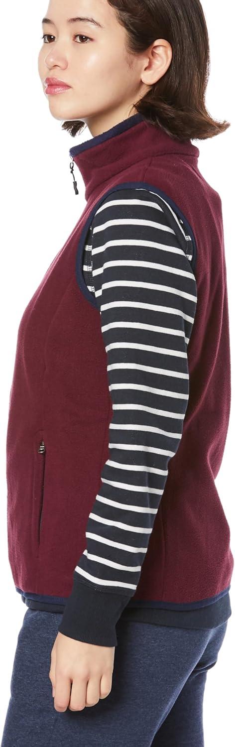 imageAmazon Essentials Womens ClassicFit Sleeveless Polar Soft Fleece Vest Available in Plus SizeBurgundyNavy