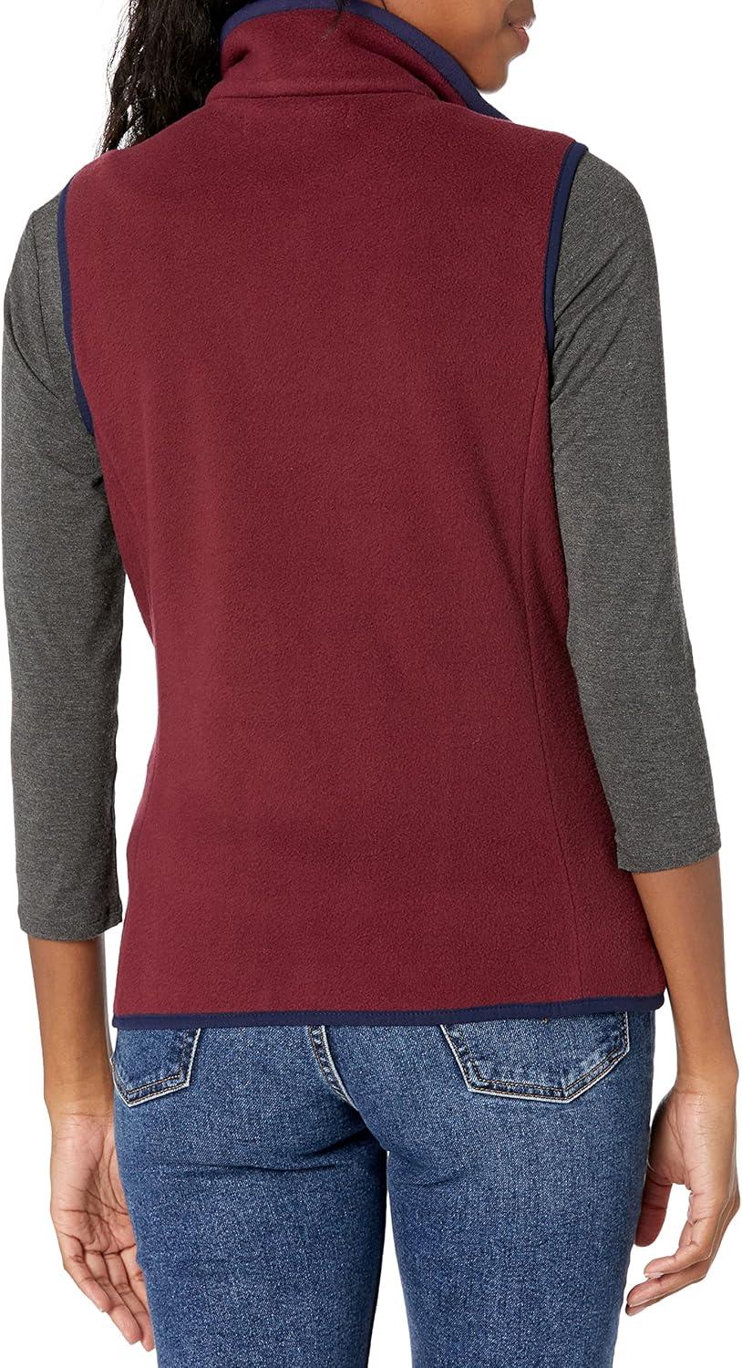 imageAmazon Essentials Womens ClassicFit Sleeveless Polar Soft Fleece Vest Available in Plus SizeBurgundyNavy