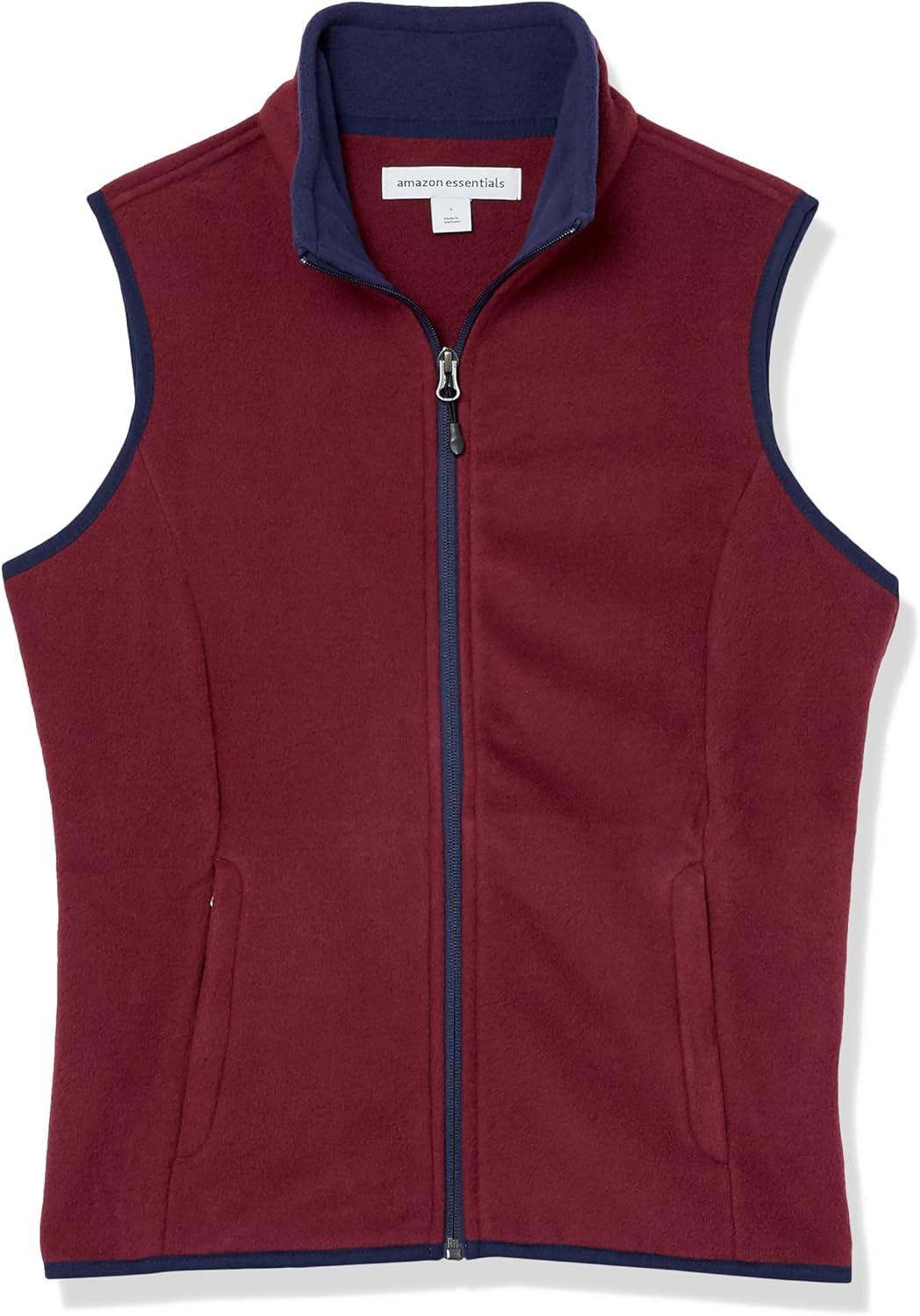 imageAmazon Essentials Womens ClassicFit Sleeveless Polar Soft Fleece Vest Available in Plus SizeBurgundyNavy