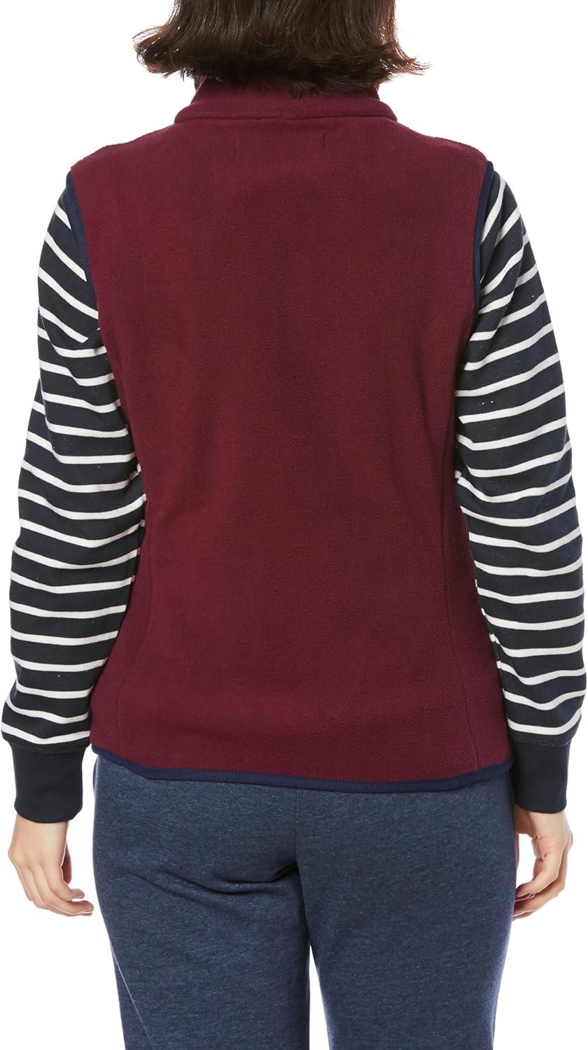 imageAmazon Essentials Womens ClassicFit Sleeveless Polar Soft Fleece Vest Available in Plus SizeBurgundyNavy