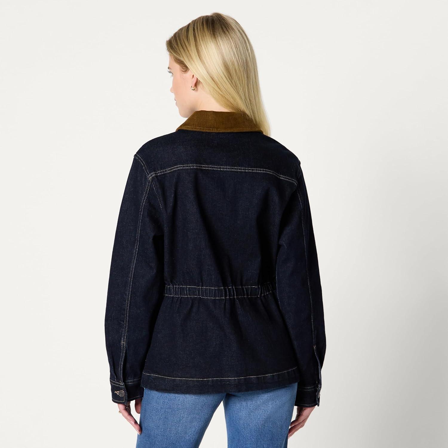 imageAmazon Essentials Womens RegularFit Low Stretch Denim Cinched Waist Barn JacketRinse