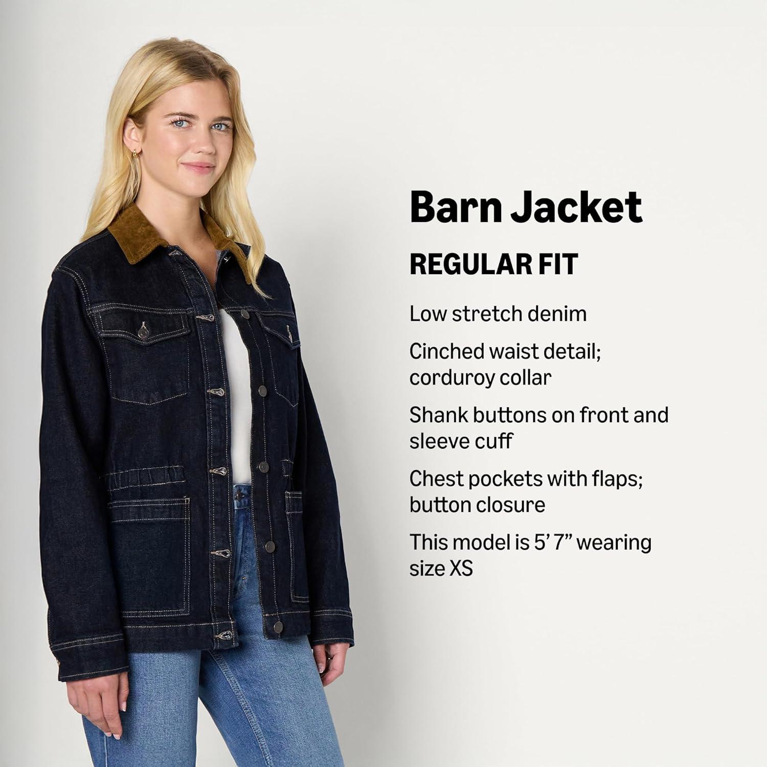 imageAmazon Essentials Womens RegularFit Low Stretch Denim Cinched Waist Barn JacketRinse