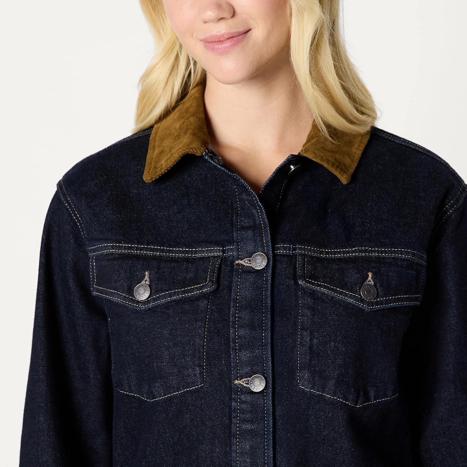 imageAmazon Essentials Womens RegularFit Low Stretch Denim Cinched Waist Barn JacketRinse