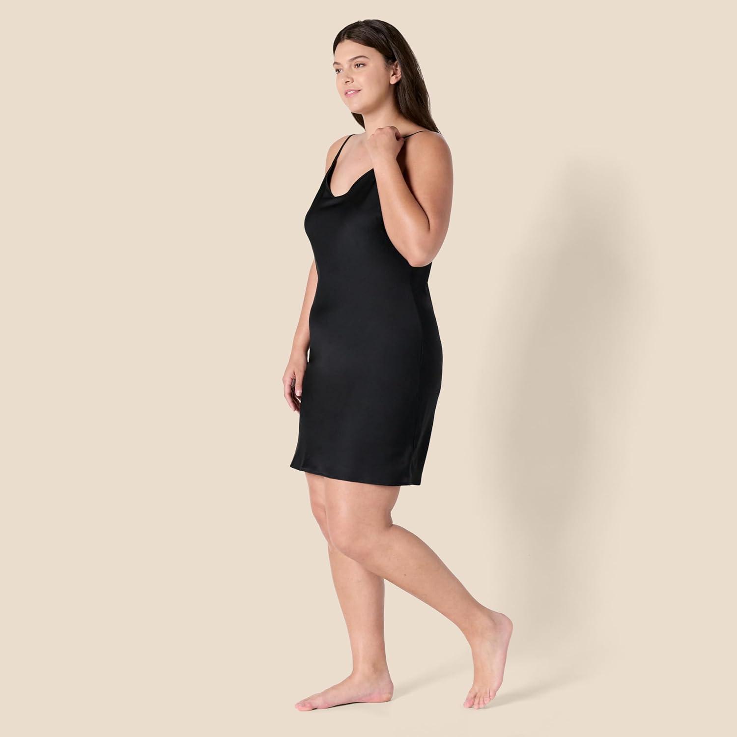 imageAmazon Essentials womens Satin Sleepwear Cami Slip Mini NightgownBlack