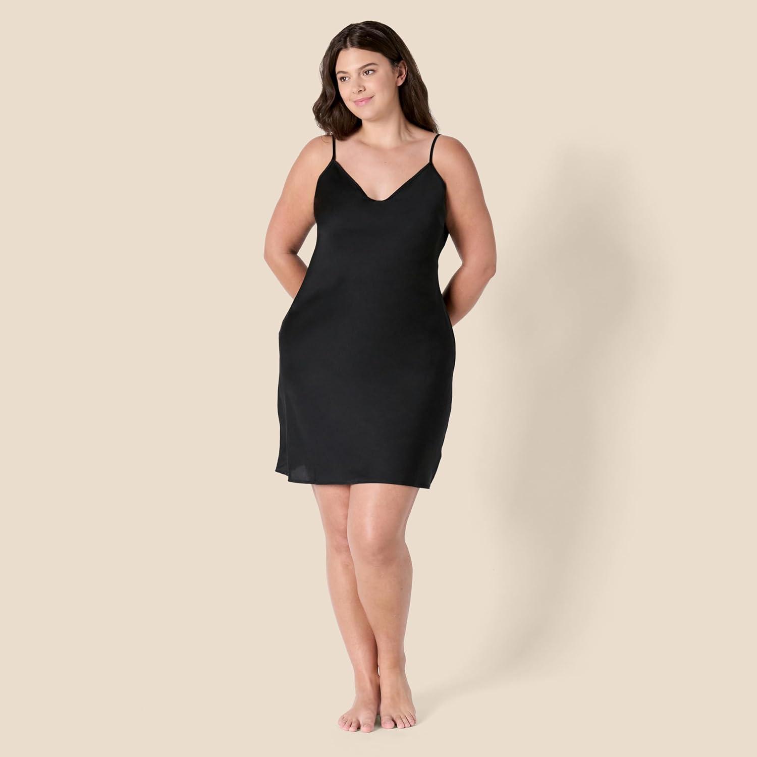 imageAmazon Essentials womens Satin Sleepwear Cami Slip Mini NightgownBlack