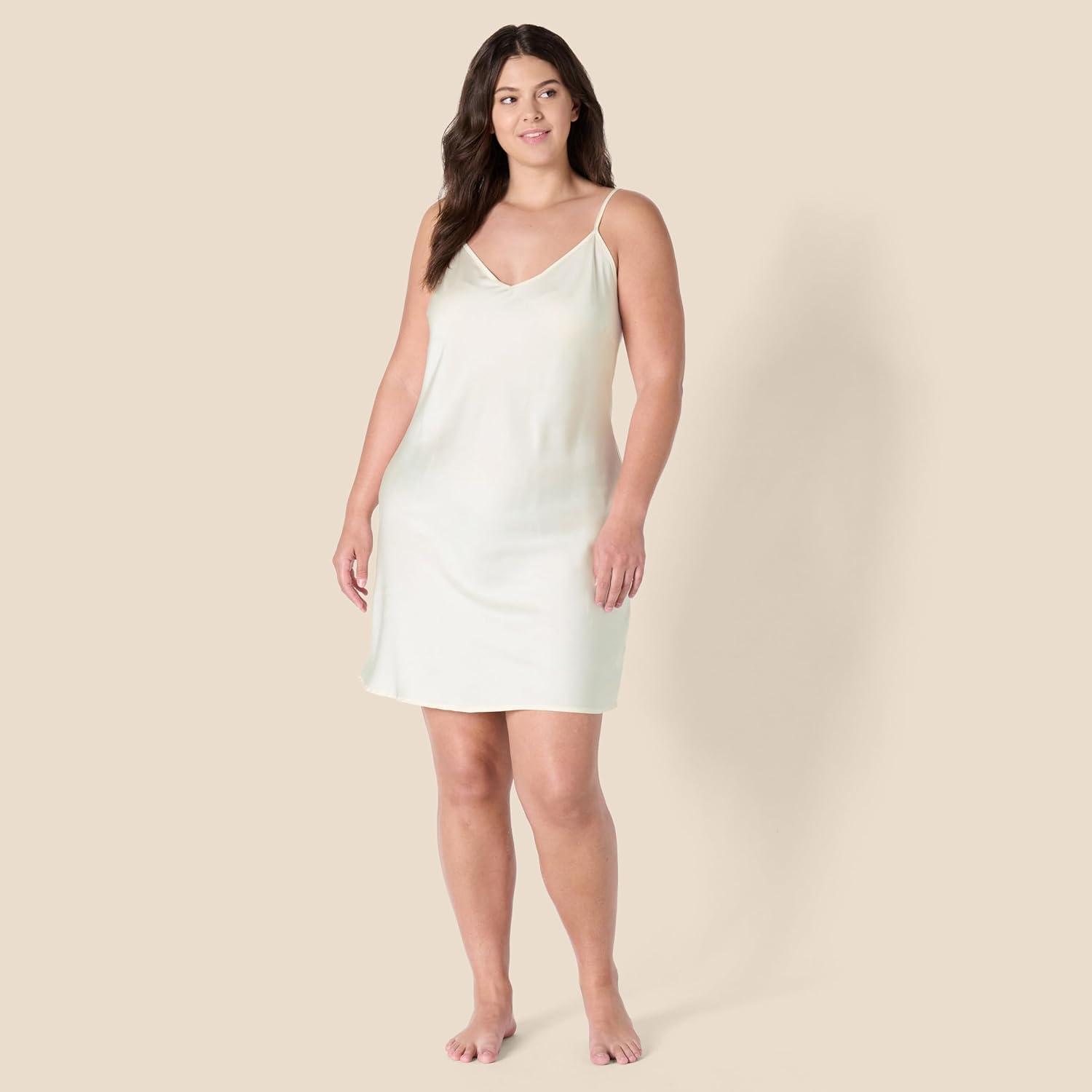 imageAmazon Essentials womens Satin Sleepwear Cami Slip Mini NightgownIvory