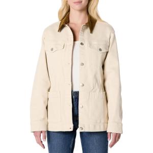 imageAmazon Essentials Womens RegularFit Low Stretch Denim Cinched Waist Barn JacketEcru