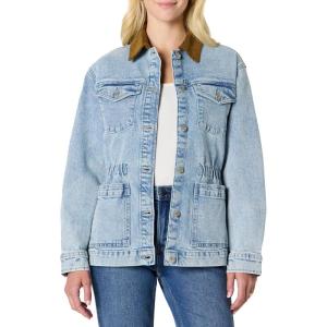 imageAmazon Essentials Womens RegularFit Low Stretch Denim Cinched Waist Barn JacketIced Light Wash