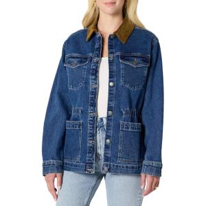 imageAmazon Essentials Womens RegularFit Low Stretch Denim Cinched Waist Barn JacketMedium Blue Vintage