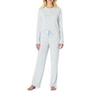 imageAmazon Essentials x Sofia Grainge Womens Long Sleeve Henley Pajama SetLight Blue Geese