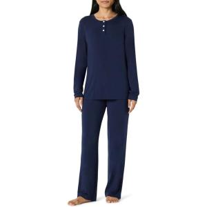 imageAmazon Essentials x Sofia Grainge Womens Long Sleeve Henley Pajama SetNavy