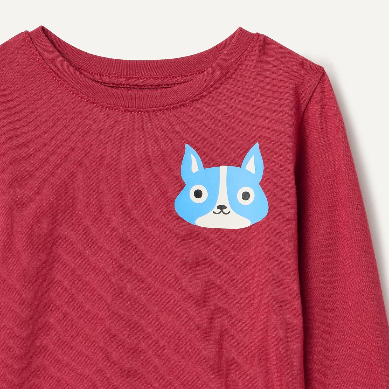 imageAmazon Essentials Boys LongSleeve TShirtsDark Red Dog
