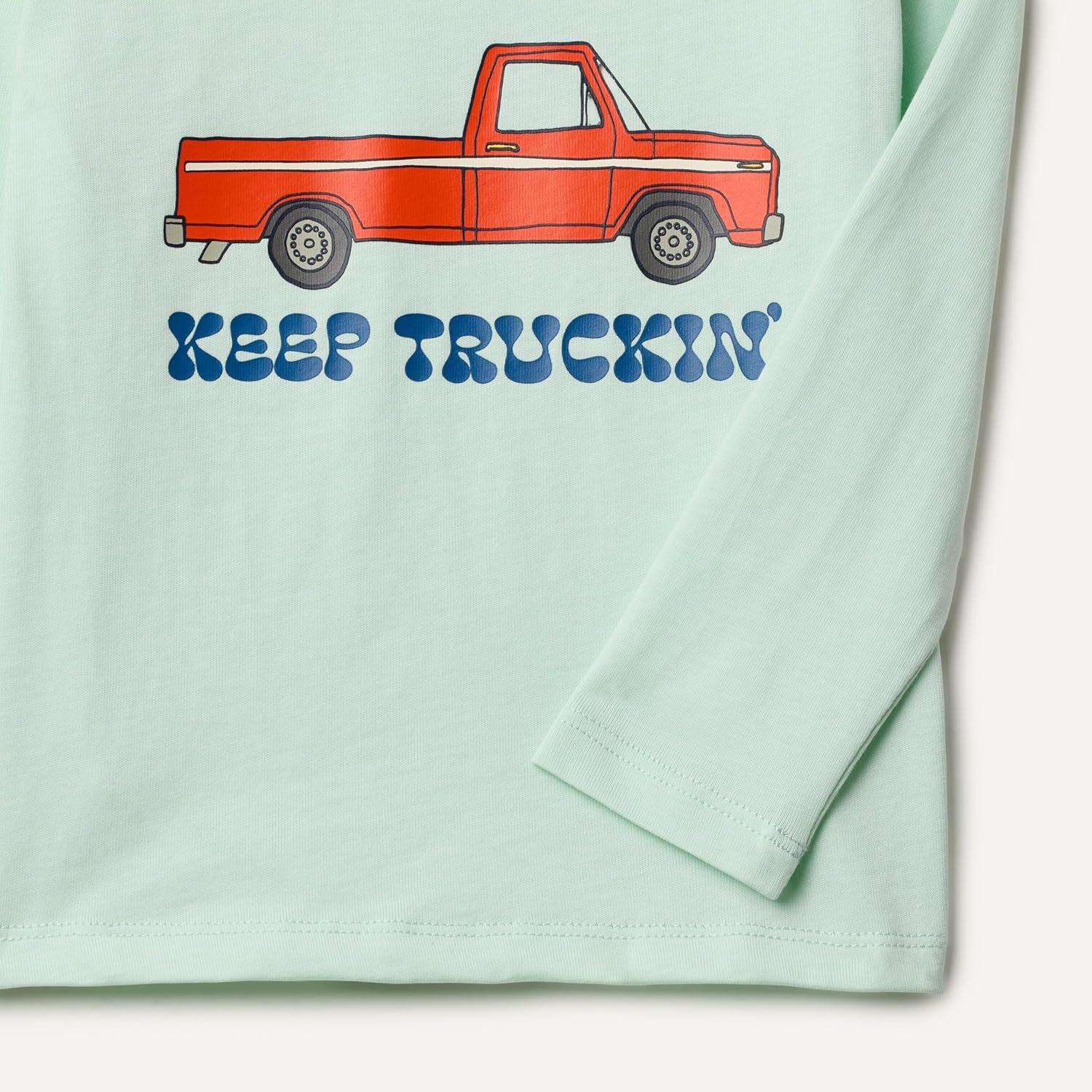 imageAmazon Essentials Boys LongSleeve TShirtsPale Mint Green Truck
