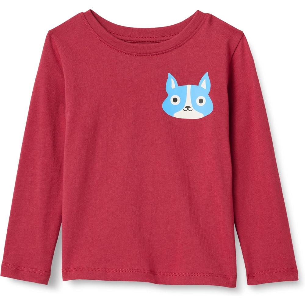 imageAmazon Essentials Boys LongSleeve TShirtsDark Red Dog