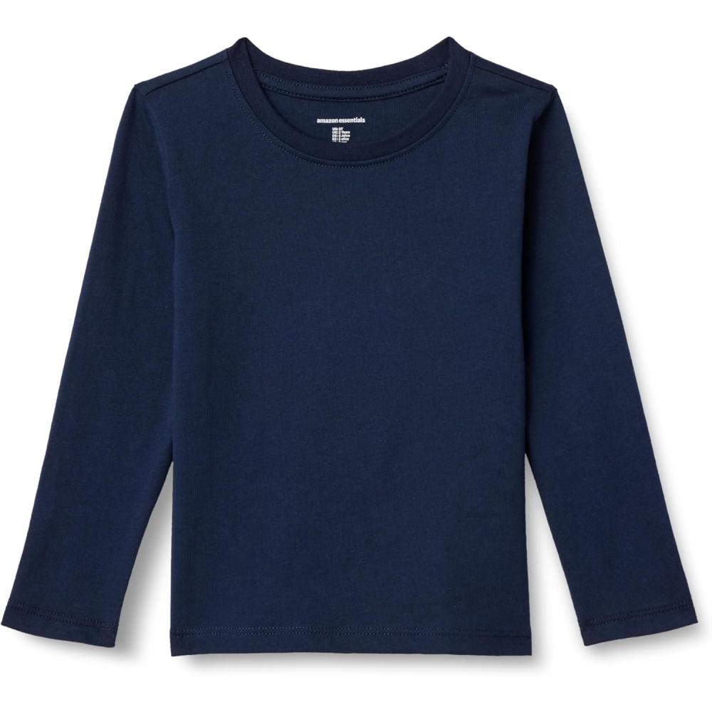 imageAmazon Essentials Boys LongSleeve TShirtsNavy