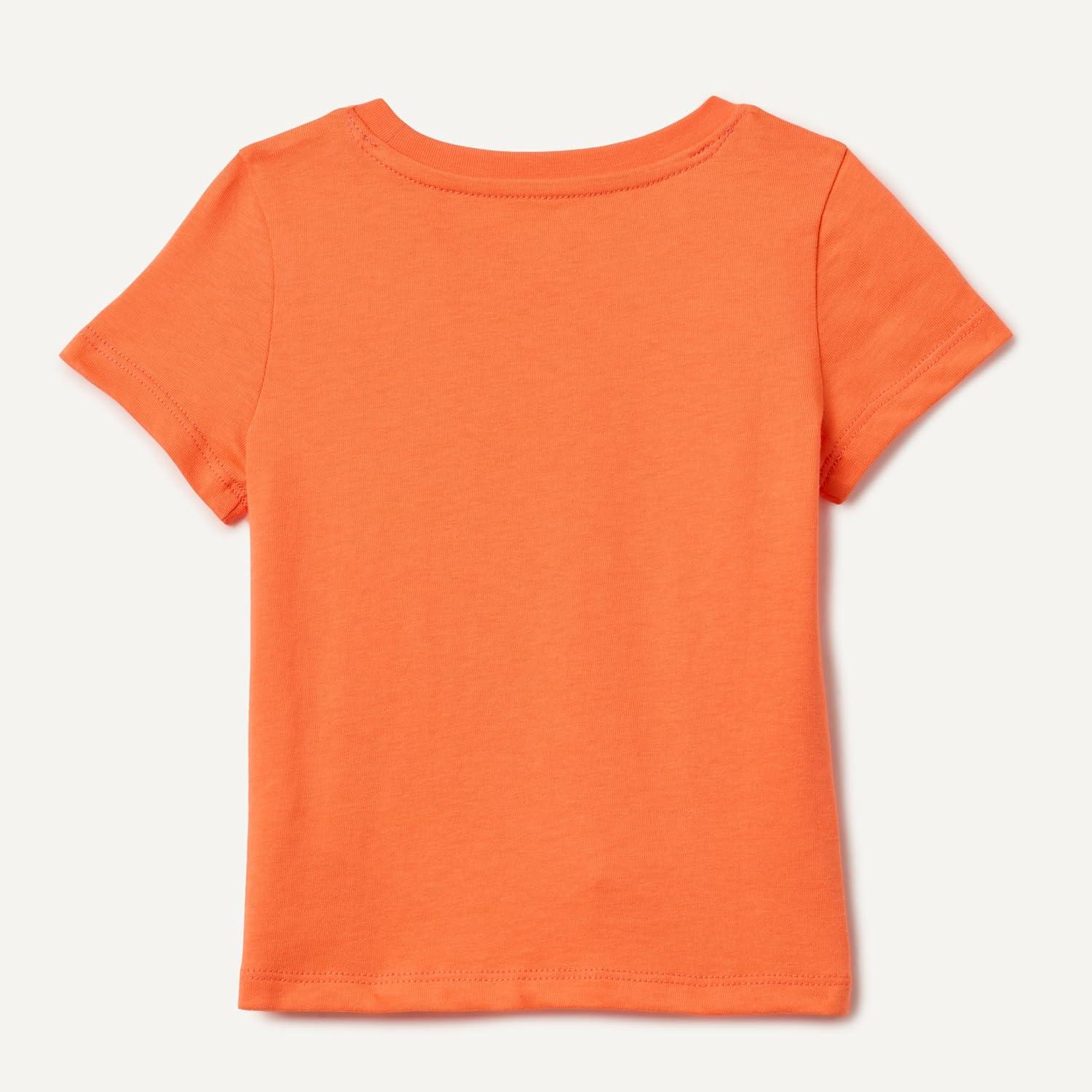 imageAmazon Essentials Girls and Toddlers ShortSleeve TShirtsBright Orange Jelly