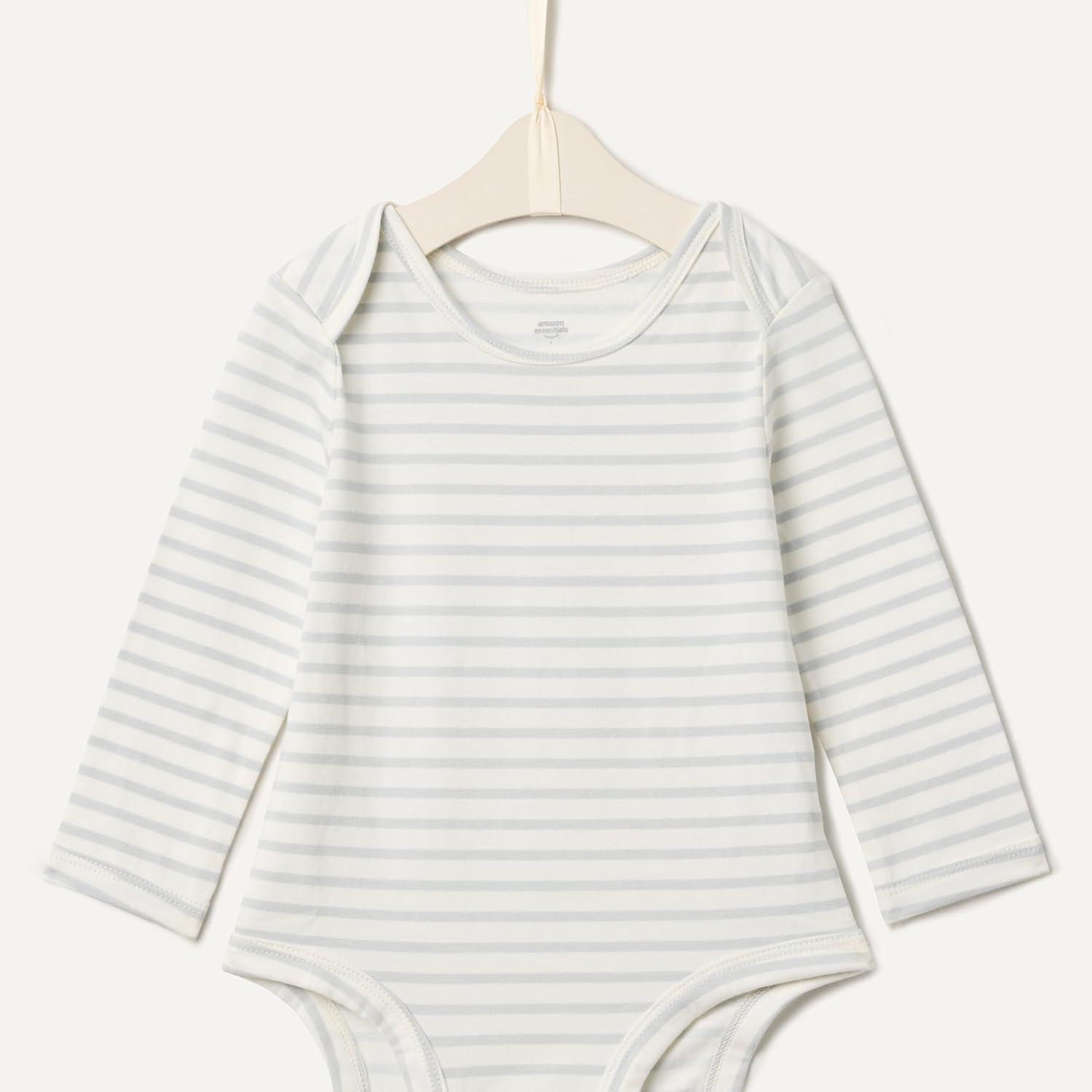 imageAmazon Essentials x Sofia Grainge Unisex Babies Long Sleeve Crew Neck Bodysuit Pack of 3Dark GreenSheepStripe