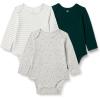 imageAmazon Essentials x Sofia Grainge Unisex Babies Long Sleeve Crew Neck Bodysuit Pack of 3Dark GreenSheepStripe