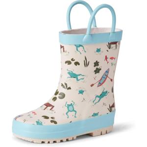 imageAmazon Essentials x Sofia Grainge Unisex Toddlers Waterproof Rubber Rain BootsLight Tan Frogs