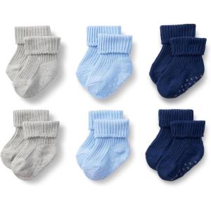 imageAmazon Essentials x Sofia Grainge Unisex Toddlers and Babies Knitted Turn Cuff Socks 6 PairsHeather GreyLight BlueNavy