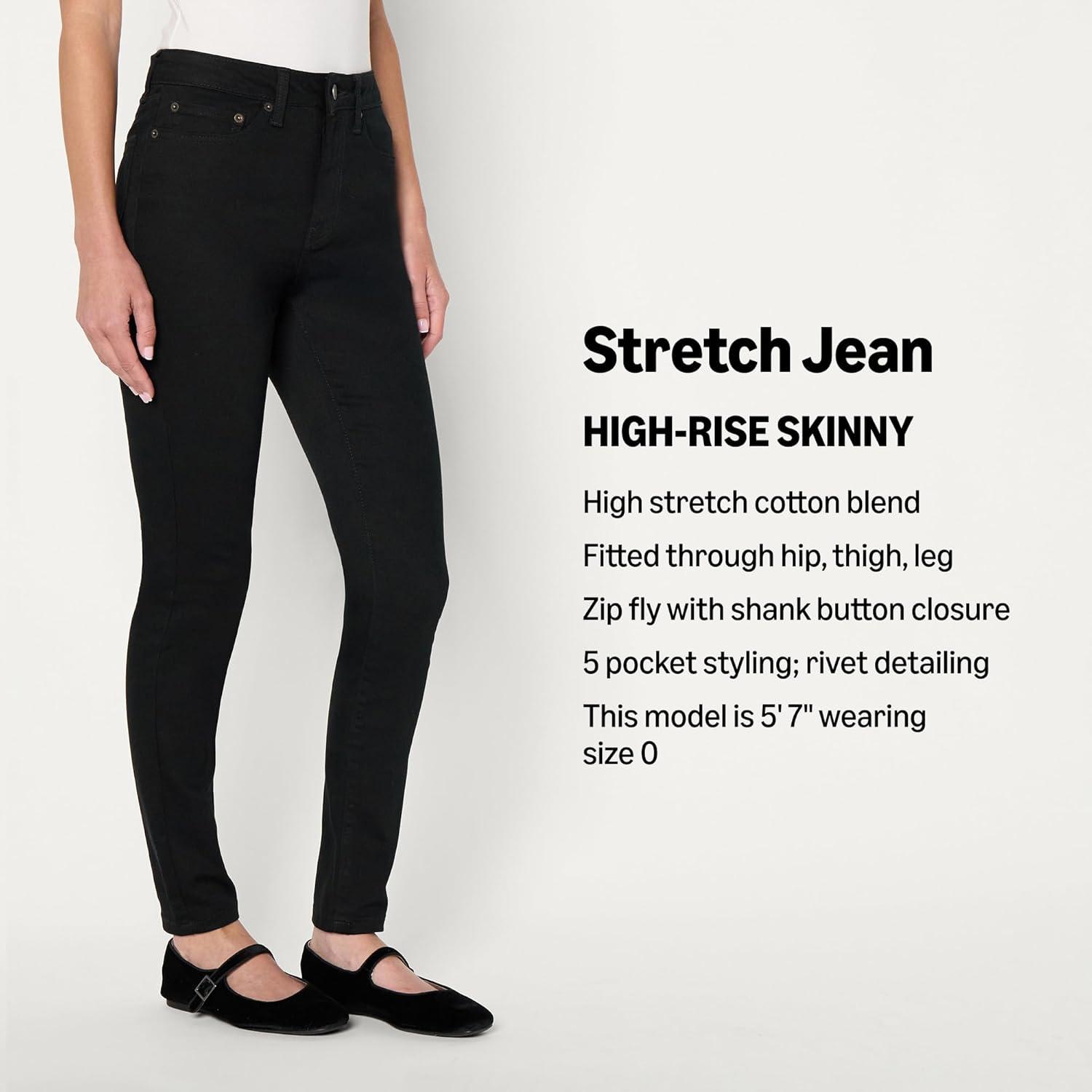 imageAmazon Essentials Womens High Stretch HighRise Skinny JeansBlack