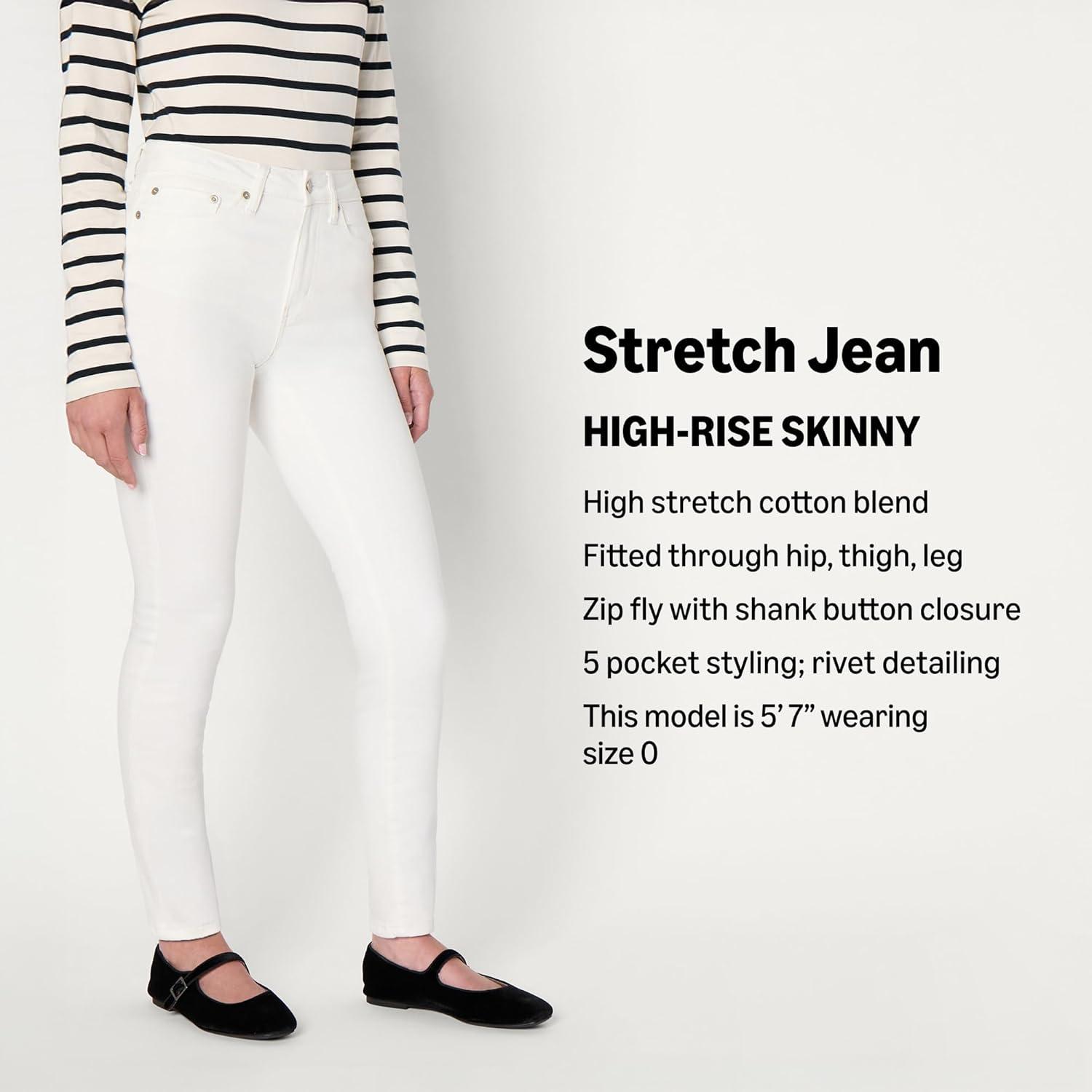 imageAmazon Essentials Womens High Stretch HighRise Skinny JeansWhite