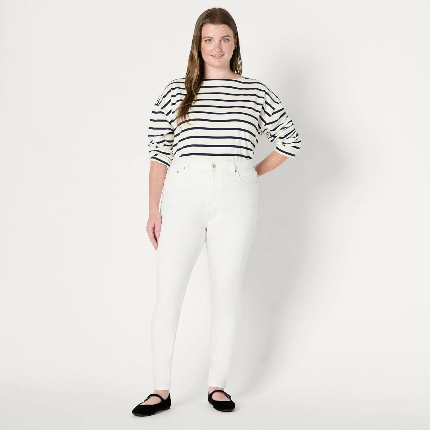 imageAmazon Essentials Womens High Stretch HighRise Skinny JeansWhite