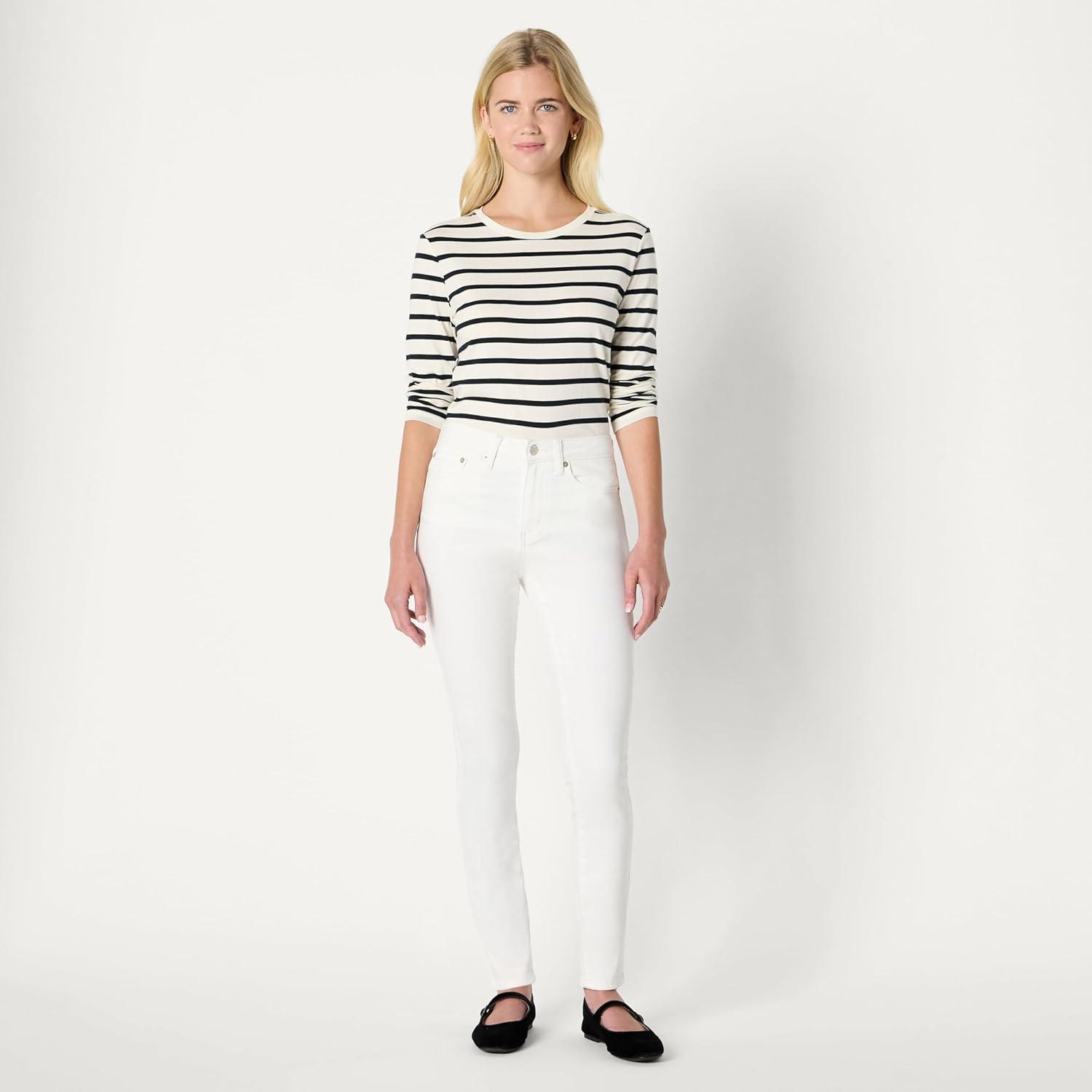 imageAmazon Essentials Womens High Stretch HighRise Skinny JeansWhite